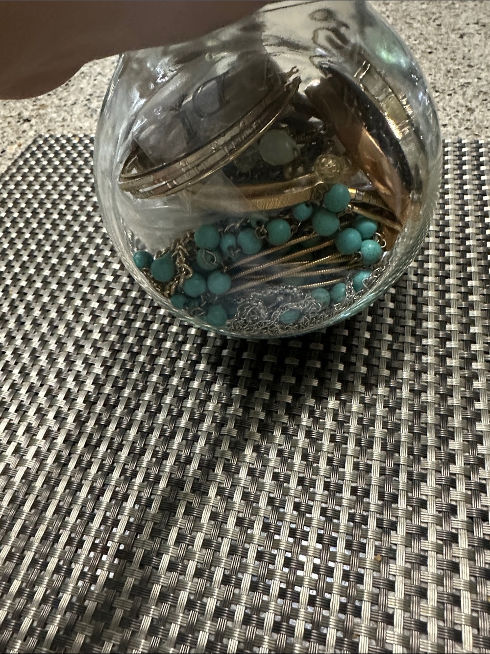 Turquoise Bead Bracelet Stack in Glass Jar